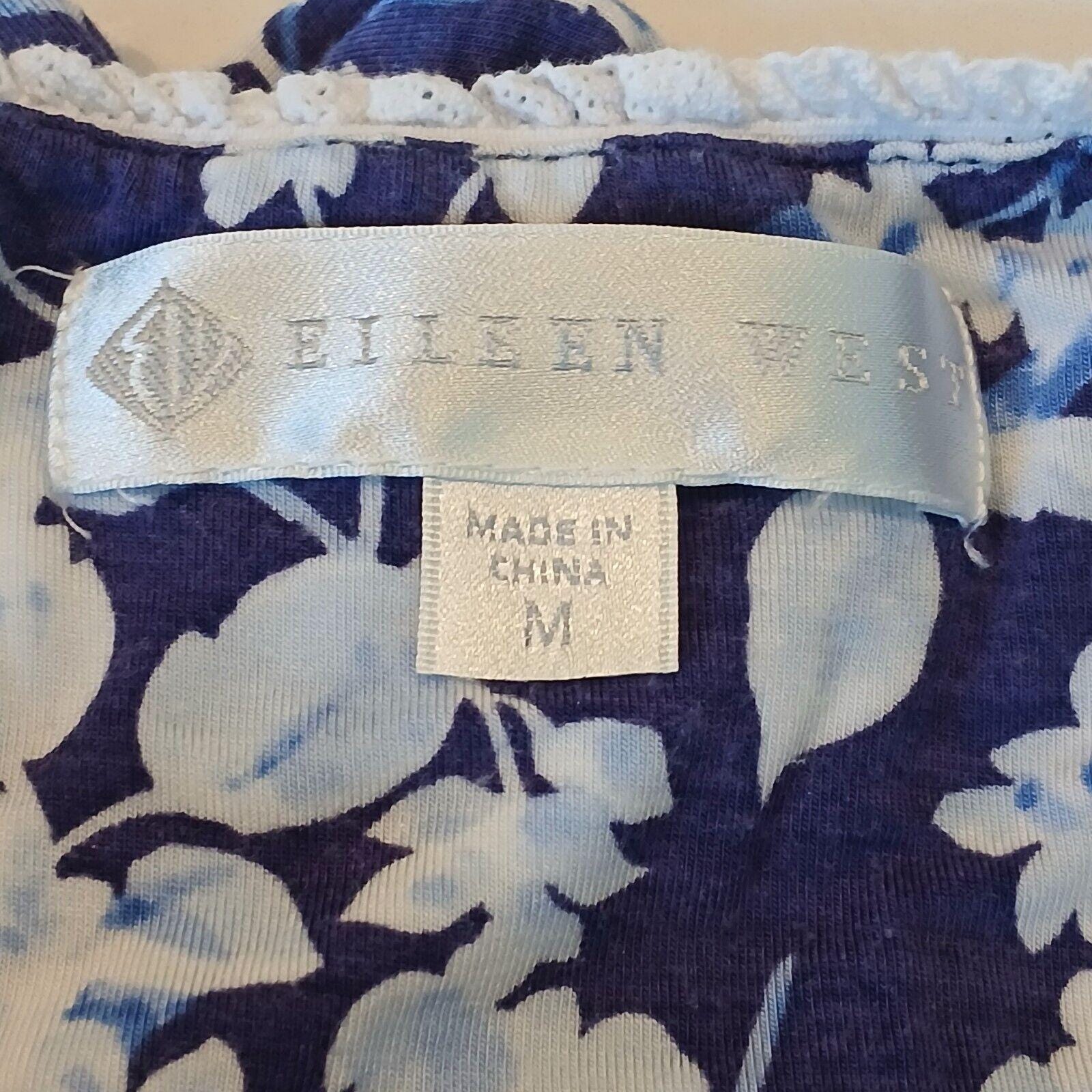Eileen West Blue white SOFT Modal RUFFLED HEM Waltz Nightgown Sz M Etsy UK