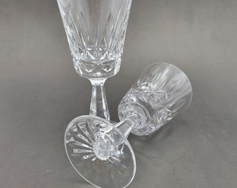 Set of 2 Vtg Waterford Crystal Rosslare (Cut) 6&quot; Claret Wine Glasses Signed