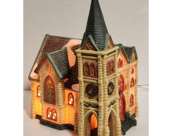 Dickens Collectables 1996 Klassisk serie Upplyst katedralkyrka VTG ASKAD
