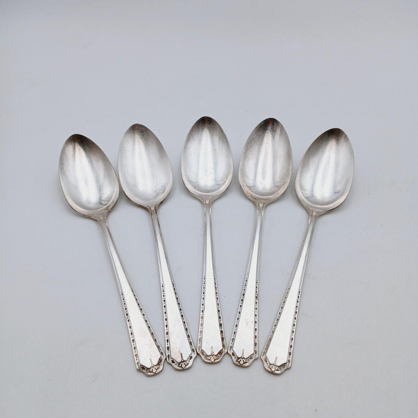 Tudor Plate Oneida Community Algonquin Set of 5 Servings  Tudor Plate Oneida Community Algonquin Set of 5 Servings Spoon Vtg main image 1