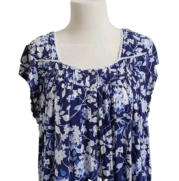 Eileen West Blue white SOFT Modal RUFFLED HEM Waltz Nightgown Sz M Etsy UK