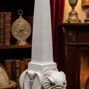 Vintage Ethan Allen Elephant Obelisk, Italian Ceramic Sculpture