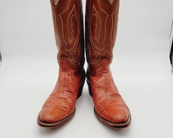 VTG Cowtown Boots Lizard Cowboy Boots Size 8 E Model Number 