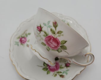 Mitterteich Old Dresden Rose Cup & Saucer Set vintage 1950&#39;s Bavaria Germany