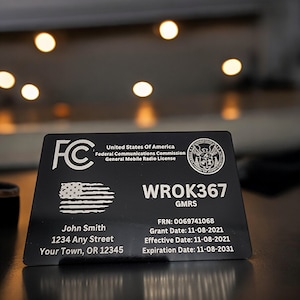 Aluminum FCC Ham and GMRS License Reference Cards