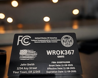 Aluminum FCC Ham and GMRS License Reference Cards
