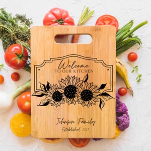Personalized Bamboo Cutting Board| Custom Name Engraved| Housewarming| Wedding