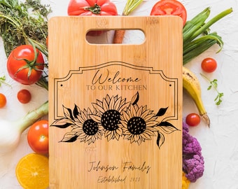 Personalized Bamboo Cutting Board| Custom Name Engraved| Housewarming| Wedding