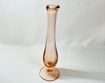 Pink Depression Era Glass Footed Bud Vase Vintage MCM Elegant Glassware 7 1/2"