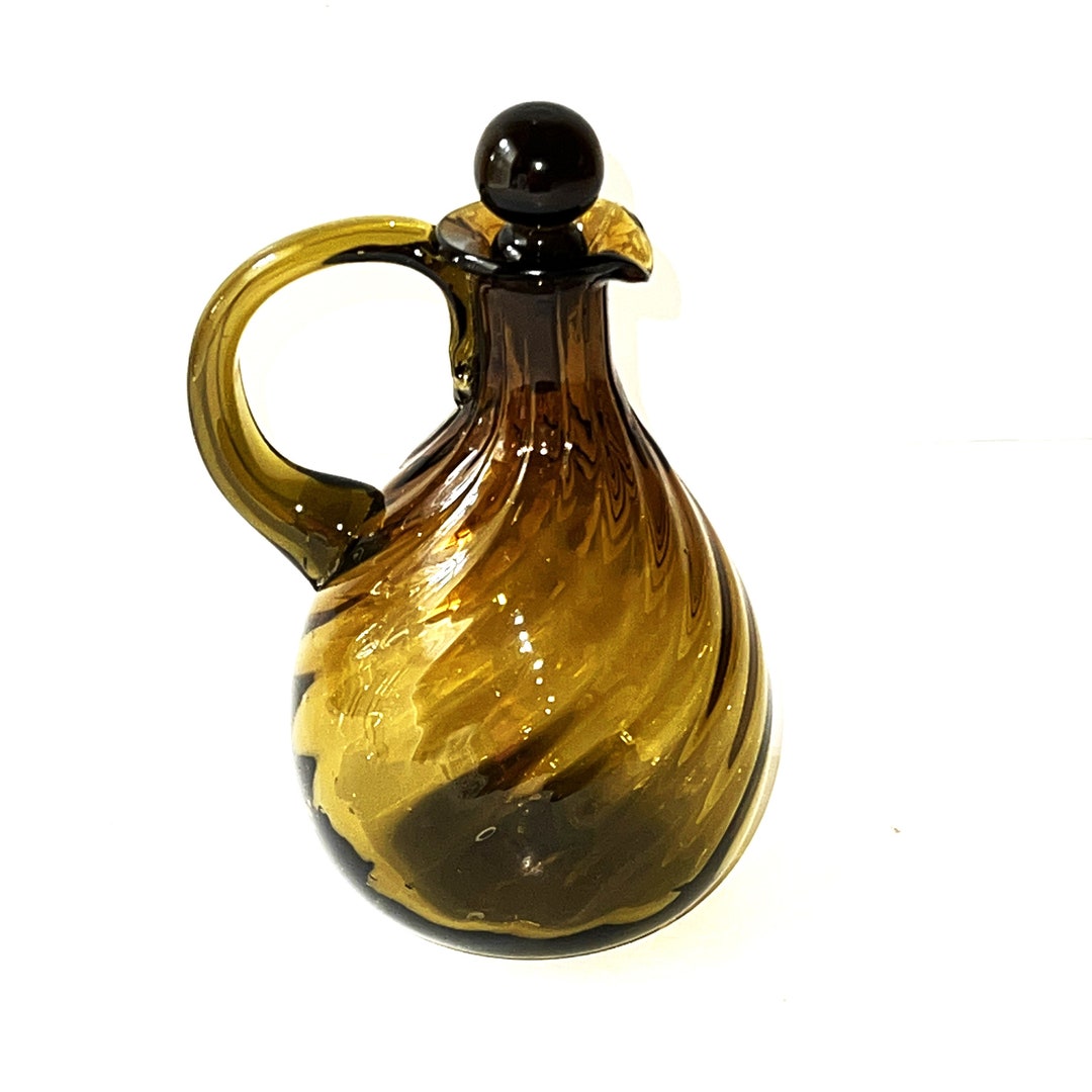 Amber Cruet Vintage Handblown Condiment Art Glass With Etsy
