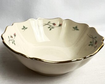 Lenox Rose Manor Vintage Bowl Pink Roses Gold Trim Scalloped 1980-1994 USA
