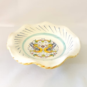 Ceramiche Artigianali Italy Artisan Bowl Dragons Handcrafted Gruppo MOMA 7 1/2”