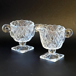 Indiana Glass Vintage Sugar Creamer Set Retro Depression Era Kitchen Decor