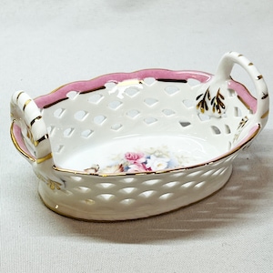 Porcelain Treasures Hand-Painted Reticulated Petite Basket by Betty Platner