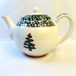 Furio La Primula Christmas Tree Vintage Teapot Spongeware Made in Italy