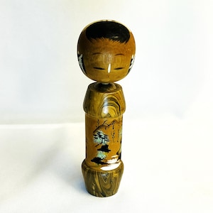 Kokeshi Decorated Wooden Vintage Ancient Japanese Traditional Doll Asian Culture 6 1/2&quot;