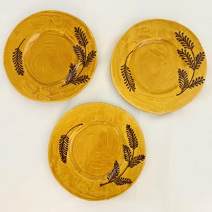 Vintage Italian Plates Z Gallerie Ceramiche Toscane Butterscotch Fern 9” 3 Pcs.