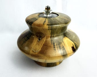 Peter Krysinsky Norfolk Island Pine Vintage Wooden Oil Lamp Hand Turned Signed 4.5” x 5”