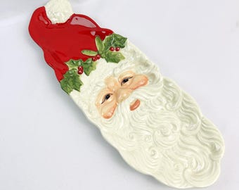 Fitz and Floyd Snack Therapy Vintage Christmas Holiday Santa Serving Plate Platter 13”