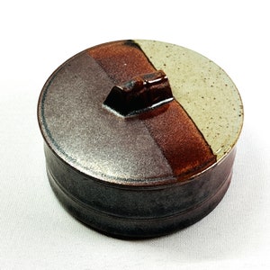 Knobler Vintage Earthtone Color Block Studio Art Pottery Trinket Box Japan MCM