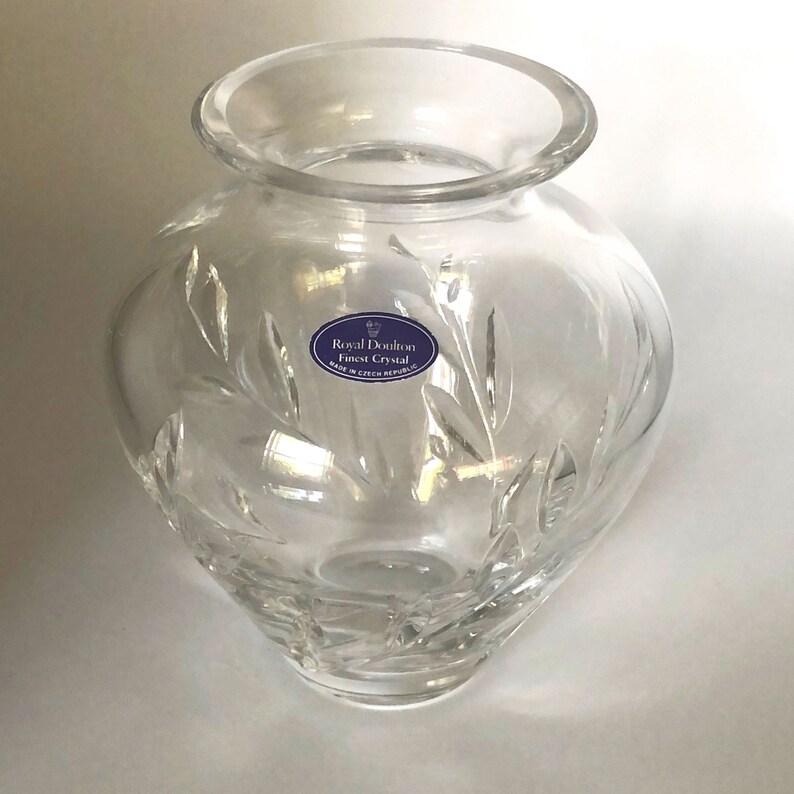 Royal Doulton Vintage Cut Crystal Vase Leaf Design Park Place Etsy
