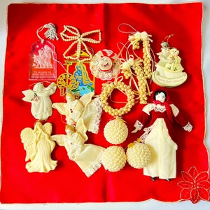 Lot 17 Vintage Victorian Ornaments Assorted Collection Angels Avon Pearls Religious