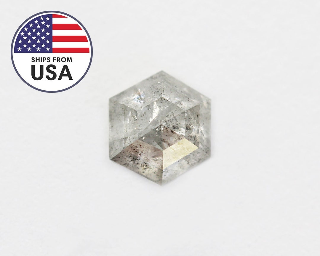 0.85ct Salt and Pepper Hexagon Loose Natural Diamond Rustic Diamond Real Diamond One of a Kind