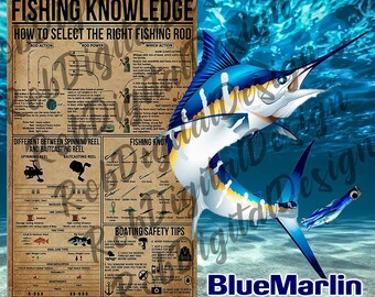 Blue Marling Fishing Knowledge Download instantâneo do design do copo de 20 onças