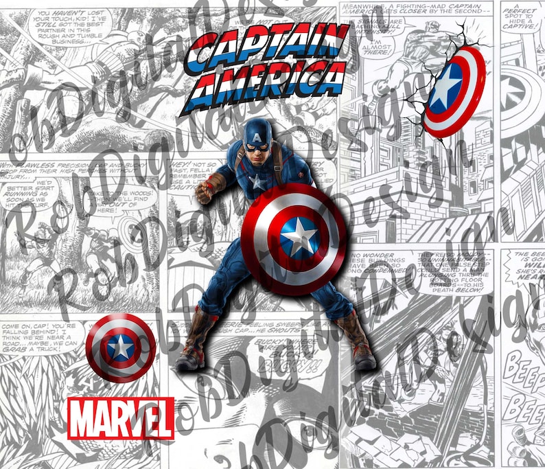 Puede incluir: Portada de c&oacute;mic de Captain America con una ilustraci&oacute;n roja, blanca y azul de Captain America sosteniendo su escudo. El texto "Captain America" est&aacute; en letras grandes y negritas en la parte superior de la imagen. El texto "MARVEL" est&aacute; en letras grandes y negritas en la parte inferior de la imagen.