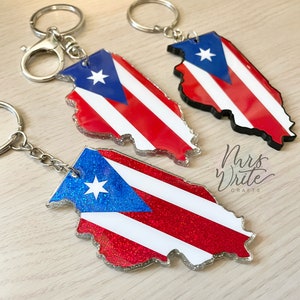 Puerto Rican Flag Keychain--Puerto Rico Chicago Keychain--Illinois Keychain--Acrylic Keychain