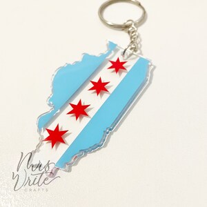 Chicago Flag Acrylic Keychain--Illinois Keychain--Chicago flag