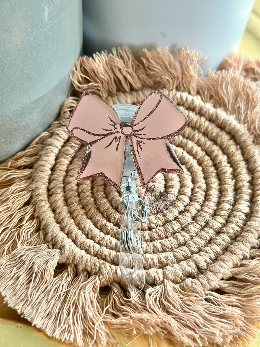 Bow Badge Reel—metallic Bow—rose Gold Badge Reel—dainty Badge Reel ...