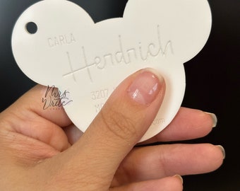 Engraved Mouse Luggage Tag—Mouse Head Acrylic Luggage Tag--Personalized Luggage Tag--Bag Tag--Graduation Gift--Wedding Gift--Address Tag