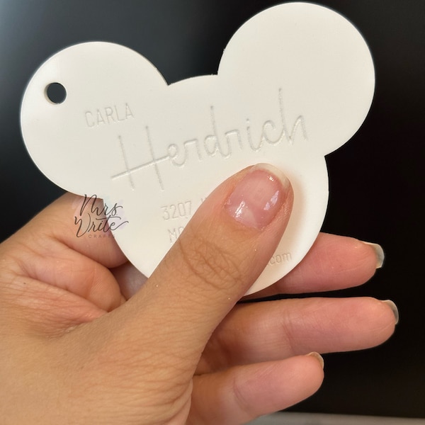 Engraved Mouse Luggage Tag—Mouse Head Acrylic Luggage Tag--Personalized Luggage Tag--Bag Tag--Graduation Gift--Wedding Gift--Address Tag