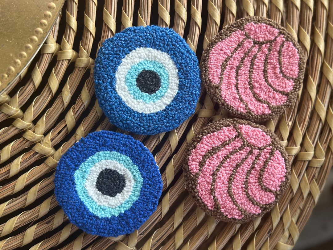 Latino Car Coasters—mug Rug—punch Needle Car Coaster—handmade Coaster ...
