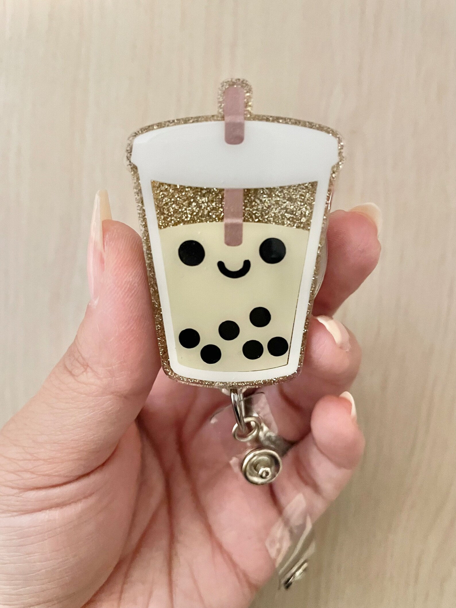 Boba Badge Reelkawaii Bobabubble Tea Badge Reelretractable Etsy