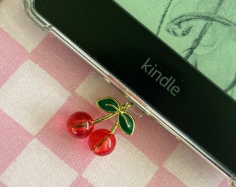 Cherry Device Charm—Phone Charm—Kindle Charm—USB C—Dust Plug—E-Reader Charm—Cherries