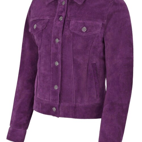 Ladies Genuine Suede Leather Shirt, Casual Style Shirt for Women's, shops Best Gift For Her, Purple Suede Shirt For Girls, Valentine's Day Gift.