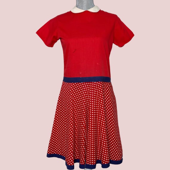 Vintage 40s/50s Red Polkadot Cotton Dress