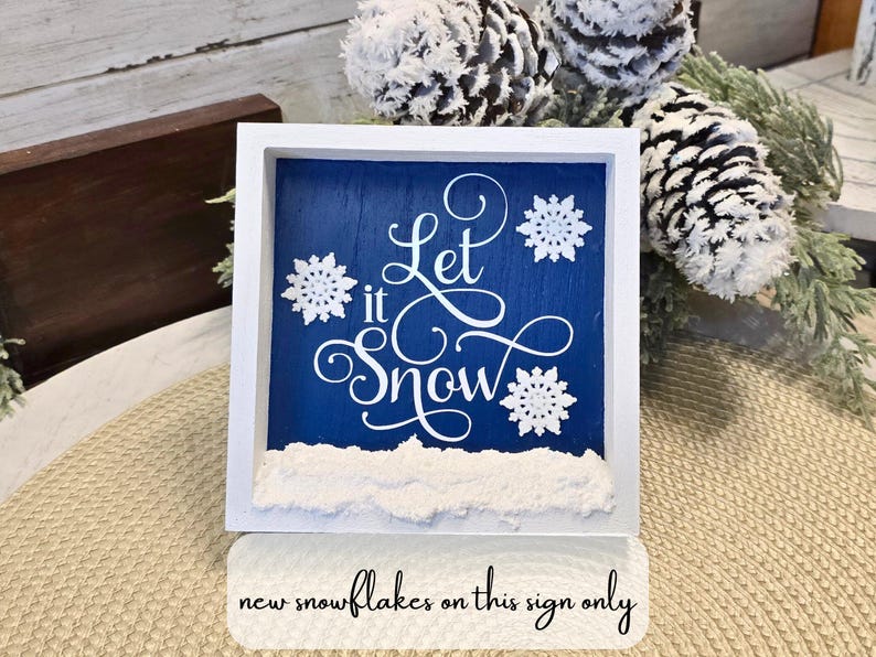 Let It Snow Decor Bundle, Winter Tiered Tray Set, Blue and White Tier Tray, Snowflake Decoration, Feelin Frosty, Let It Snow Sign, image 4