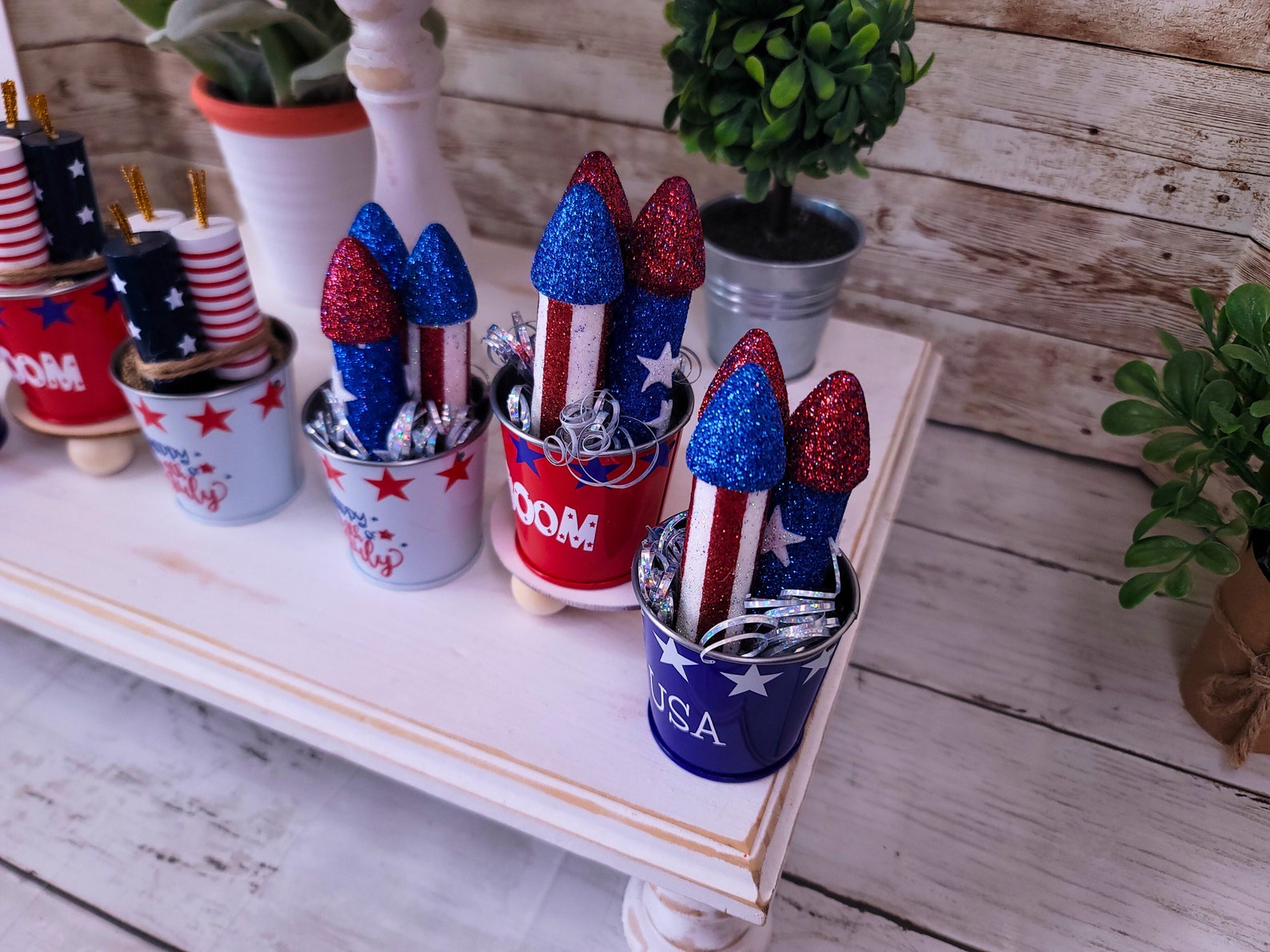 Mini Firework Buckets, July 4th Tiered Tray Decor, Fourth of July ...