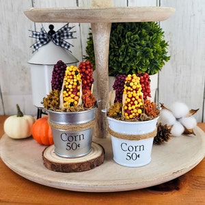 Mini Corn Harvest Bucket, Fall Tiered Tray Decor, Colorful Corn Basket ...