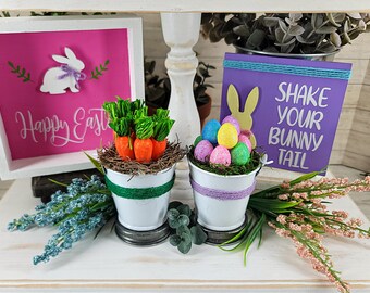 Mini Carrot Pail, Mini Egg Pail, Easter Tiered Tray Decor, Easter Decorations, Spring Tier Tray, Easter Egg Bucket, Carrot Patch Decor
