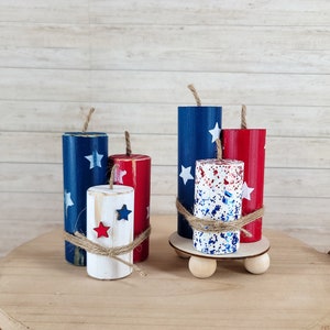 Wooden Firecrackers, Tiered Tray Decor, Patriotic July 4th Fireworks, Fourth of July Tier Tray, Independence Day, Memorial American Flag