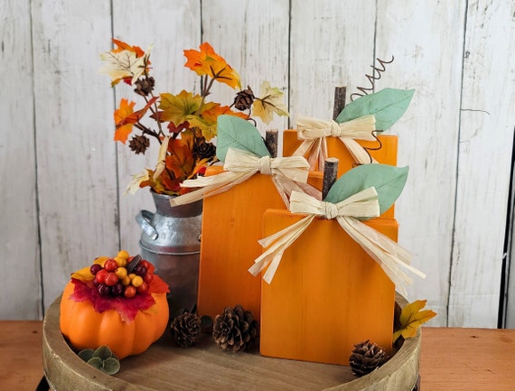 Wood Pumpkin Decor Set, Mini Wood Pumpkins, Fall Tiered Tray, Rustic Fall  Decorations, Halloween Decor, Farmhouse Fall, Thanksgiving Pumpkin - Etsy