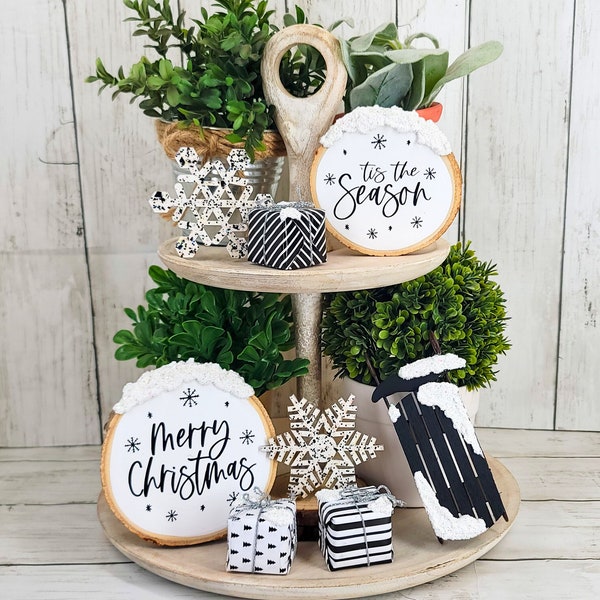 Black and White Christmas Tier Tray – Etsy