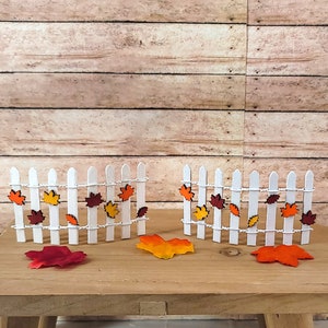 Fall Tiered Tray Decor, Fall Fence, Mini Fence, Autumn Leaves, Thanksgiving Decoration, Tier Tray Filler, Harvest Miniature, Shelf Sitter