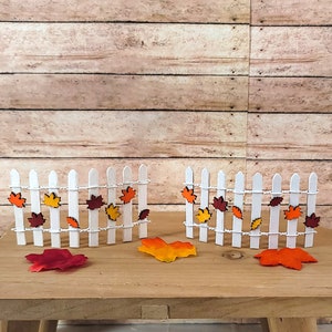 Fall Tiered Tray Decor, Fall Fence, Mini Fence, Autumn Leaves, Thanksgiving Decoration