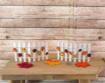 Fall Tiered Tray Decor, Fall Fence, Mini Fence, Autumn Leaves, Thanksgiving Decoration, Tier Tray Filler, Harvest Miniature, Shelf Sitter