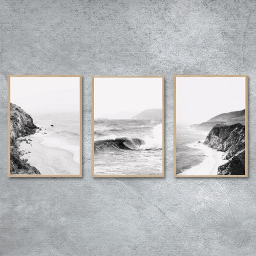 Beach Photography Prints Black & White Ocean Art Coastal Etsy